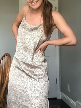 Mango Beige and Black Spotted Slip Dress